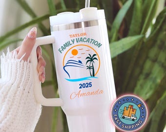 Personalized Cruise Tumbler: 40oz Stainless Steel Travel Mug, Custom Family Vacation Gift