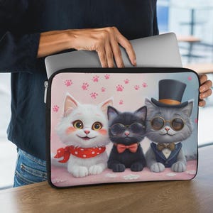 Adorable Cartoon Cats Laptop Sleeve , Protective Laptop Case for 7&quot;-10&quot;-13&quot;-15&quot;-17&quot; Laptops, MacBooks & iPads