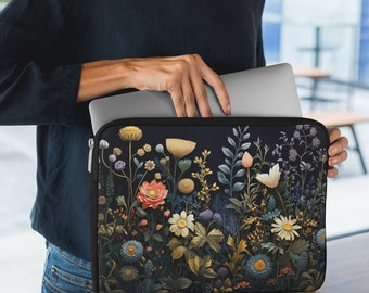 Dark Cottagecore Laptop Sleeve Stylish & Protective Elegant Case for 12", 13", 15" Notebooks, MacBook Air iPad Bag with Soft Fleece Lining