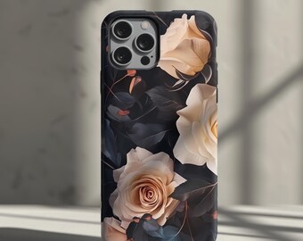 Gothic Dark Academia Blumenmuster, Samsung Galaxy Tough Phone Cases S21, S22, S23 Plus, Ultra | Viktorianisches Ornamentales Design, glattes, mattes Finish