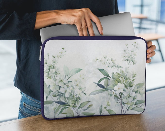 Botanical Plant and Flower laptop Sleeve - Elegant Case for 12", 13", 15" Notebooks, MacBook Air - iPad Bag with Soft Fleece Lining