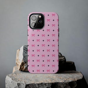 Coquette Phone Case Protective, iPhone 16 15 Plus 14 Pro Max 12 13 Mini 11 Pro Galaxy S24 Pink Bows and Daisies Girly Cute Trendy Aesthetic