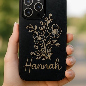 Personalized Birth Flower Phone Case: Elegant Floral Name Cover