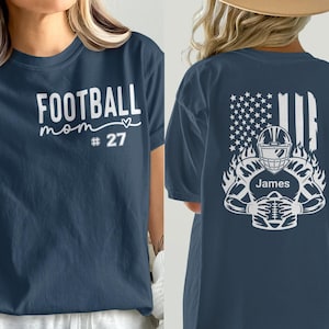 Camiseta personalizada &quot;Football Mom Comfort Colors®&quot;, camiseta de fútbol con nombre personalizado, ropa para el día del partido, camiseta de la temporada de fútbol