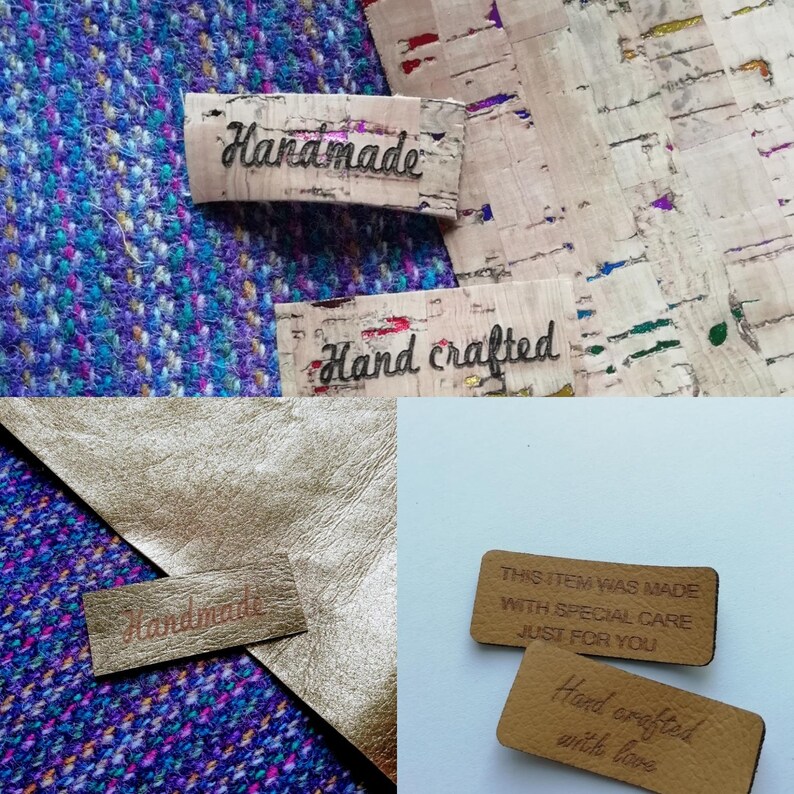 Sew in Labels, Faux Leather Labels, Leather Labels, Cork Labels