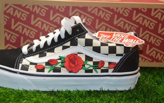 black and white rose vans