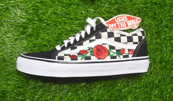 black and white rose vans