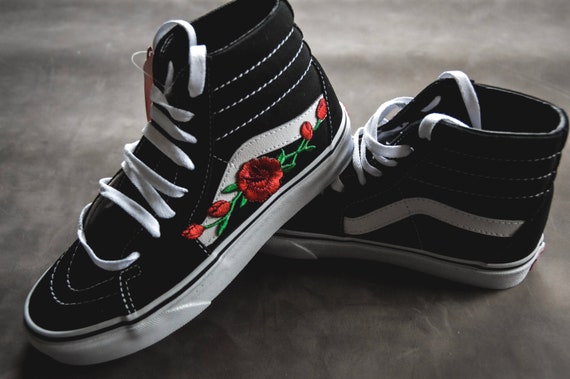 black and white embroidered vans