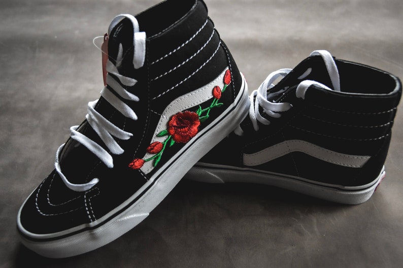 black and white rose vans
