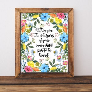Within you printable wall art, home decor, floral art, healing art, motivational, women girls recovery life self help