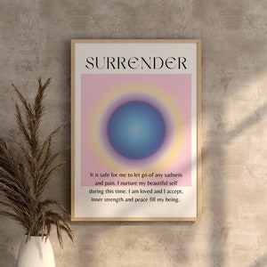 Surrender Aura Gradient Poster Digital Download Wall Art Print Affirmation Dorm Room Decor Boho Wall Art