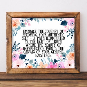 Embrace the journey printable wall art, home decor, floral art, healing art, motivational, women girls recovery life self help