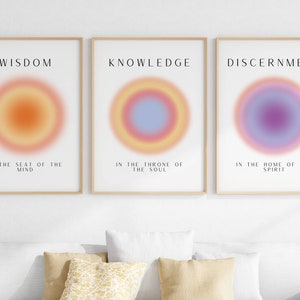 Set of 3 Wisdom Knowledge Discernment Aura Gradient Manifest Art Gallery Decor Poster Positive Energy Gradient Digital Art Printable