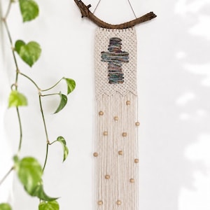 Handcrafted Boho Macrame Cross Wall Hanging