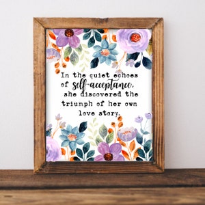 In the quiet echoes printable wall art, home decor, floral art, healing art, motivational, women girls recovery life self help