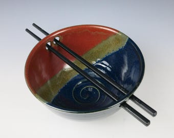 Ramen bowl set, noodle dish, pho, ceramic bowl w/ chopsticks