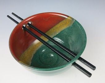 Ramen bowl set, noodle dish, pho, ceramic bowl w/ chopsticks