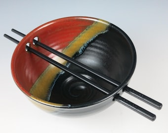 Ramen bowl set, noodle dish, pho, ceramic bowl w/ chopsticks