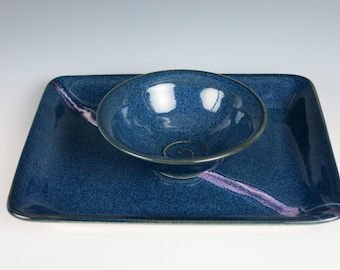 ceramic chip and dip,chip and dip,plate and bowl set,ceramics, pottery,appetizer dish,handmade,pottery snack sets,ceramic plate and bowl