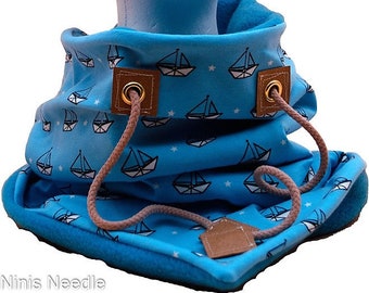 Set scarf & hat slip-on scarf Lieloop turquoise paper boat