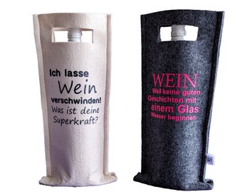 Geschenkverpackung Flasche Filz mit individuellem Text