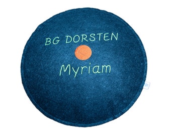 Sitzkissen Filz rund personalisiert Namen & Basketball 40 cm