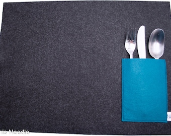 Placemat made of felt with cutlery pocket - 4 pieces - different colors