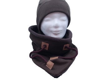 Set scarf & hat slip-on scarf Lieloop [truffle] lined