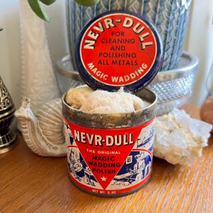 Vintage Nevr-Dull Wadding Polish Tin | 1940s Advertising Collectible | Retro Household Supply | Vintage Laundry Decor (B10/58)