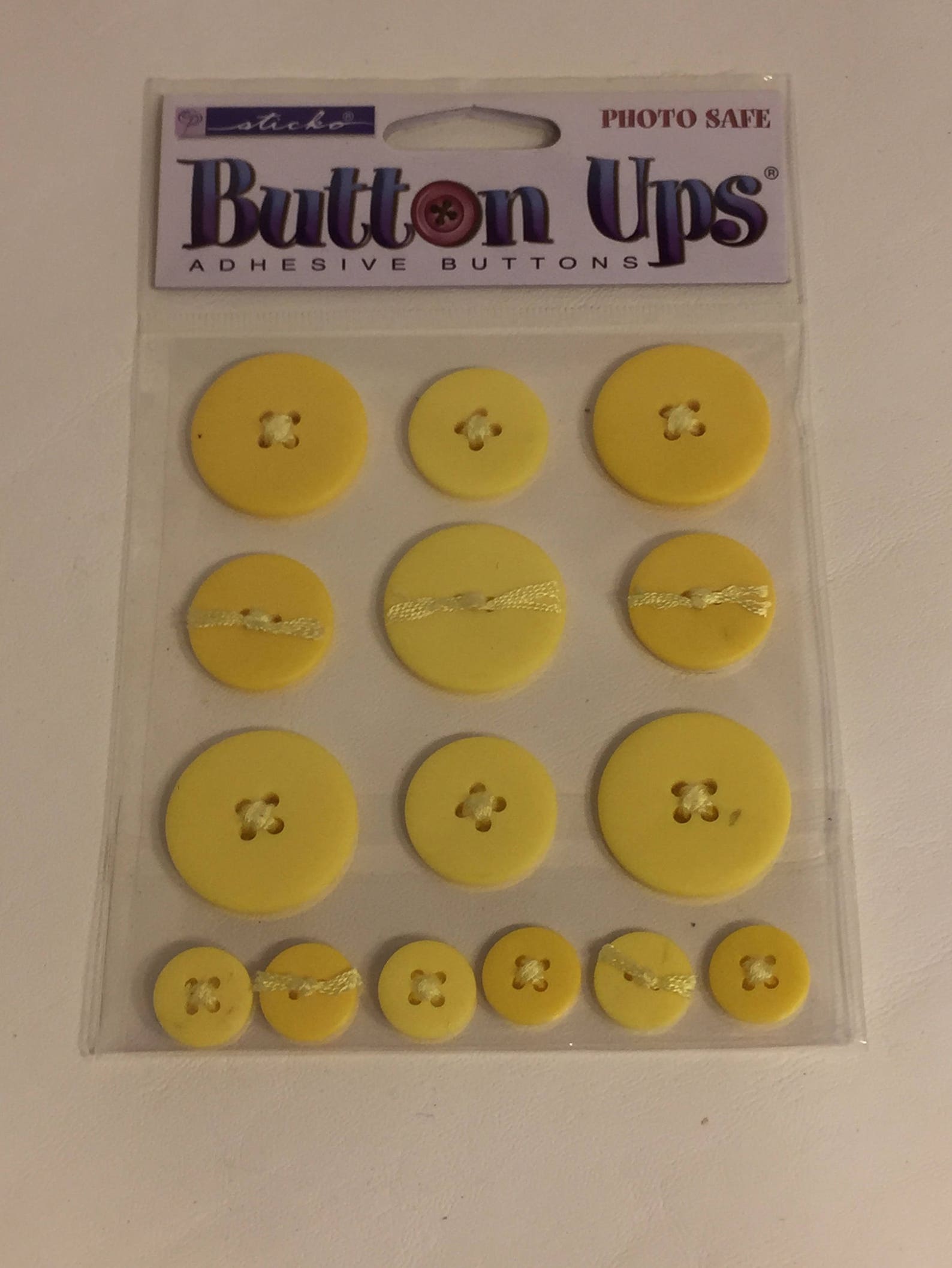 Sticko Button Ups, Photo Safeadhesive Buttons, Yellow, Multisized