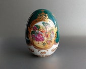 LIMOGES gold painted EGG Fine porcelain egg with Victorian dancing scene Easter for Mom