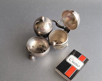 Antique Condiment Set Mappin & Webb's Silver Plate Cruet Set