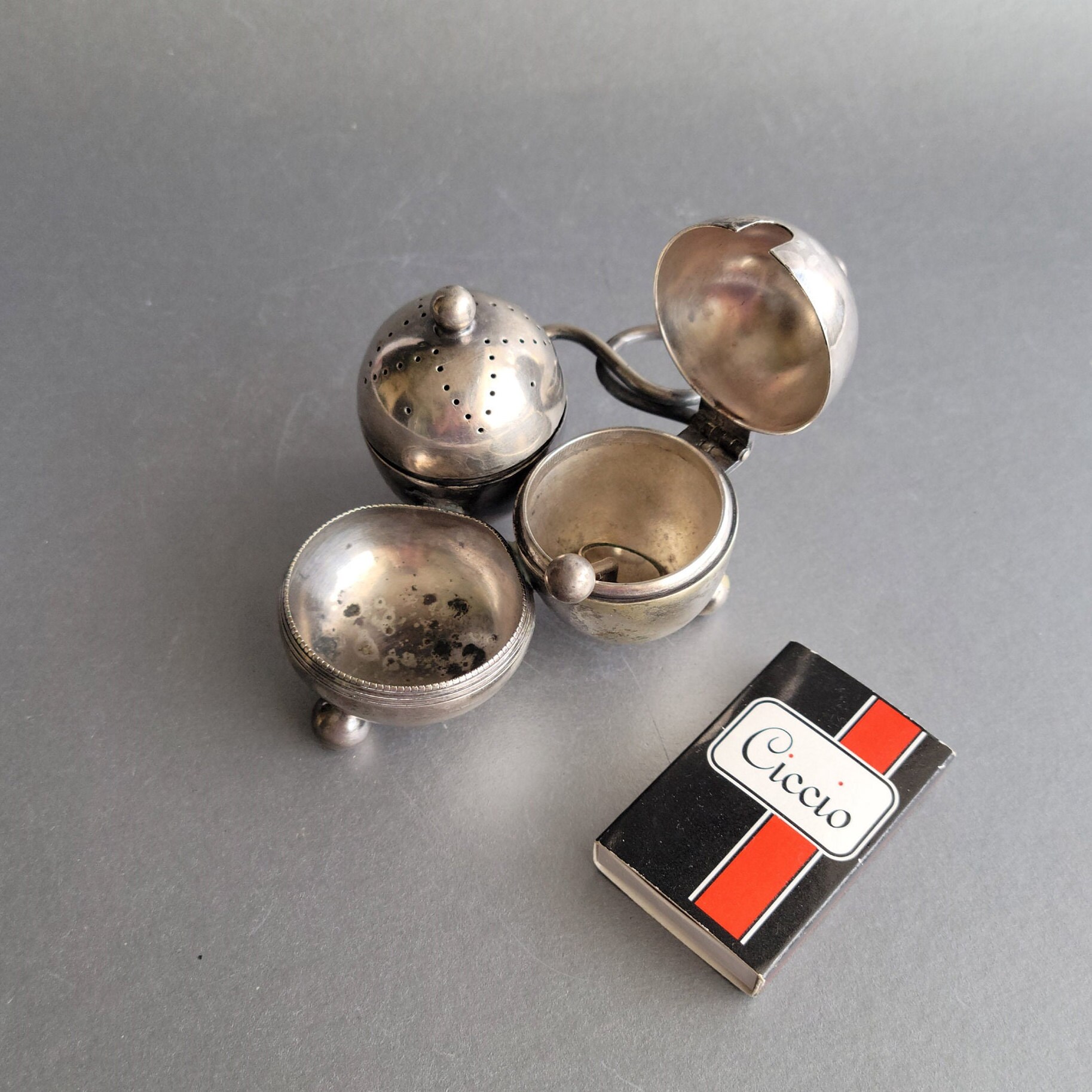 Antique Condiment Set Mappin & Webb's Silver Plate Cruet Set