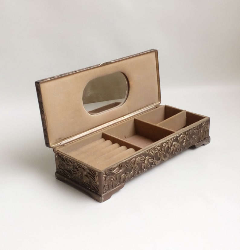 Godinger Jewelry Box Embossed Silver Plated Trinket Box Collectible Engagement Gift Vanity