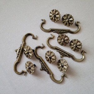 Set of 4 brass furniture pull handles Vintage hardware for dresser Mid century home improvement image 5