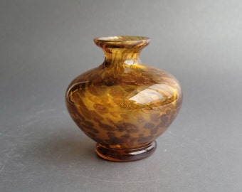 Amber glass perfumer Leopard print perfume bottle Yellow apothecary bottle Small bud vase Collectible vanity collection