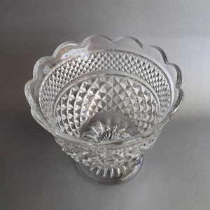 Anchor Hocking Wexford glass compote Vintage pedestal clear glass serving bowl Pressed glass fruit vase Table centerpiece image 9