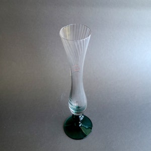 Crystal transparent/teal pedestal bud vase Made in France Contemporary fluid vase Christmas home decor image 6