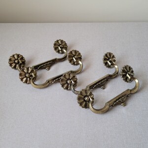 Set of 4 brass furniture pull handles Vintage hardware for dresser Mid century home improvement image 8