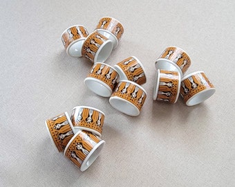 Porcelain napkin rings Set of 12 Traditional dining Brown table decor Made in Japan