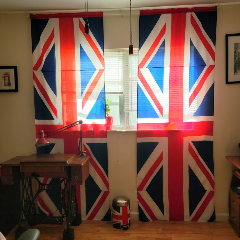 Handmade Union Jack curtains from Great British flags UK Curtains United Kingdom curtains image 1