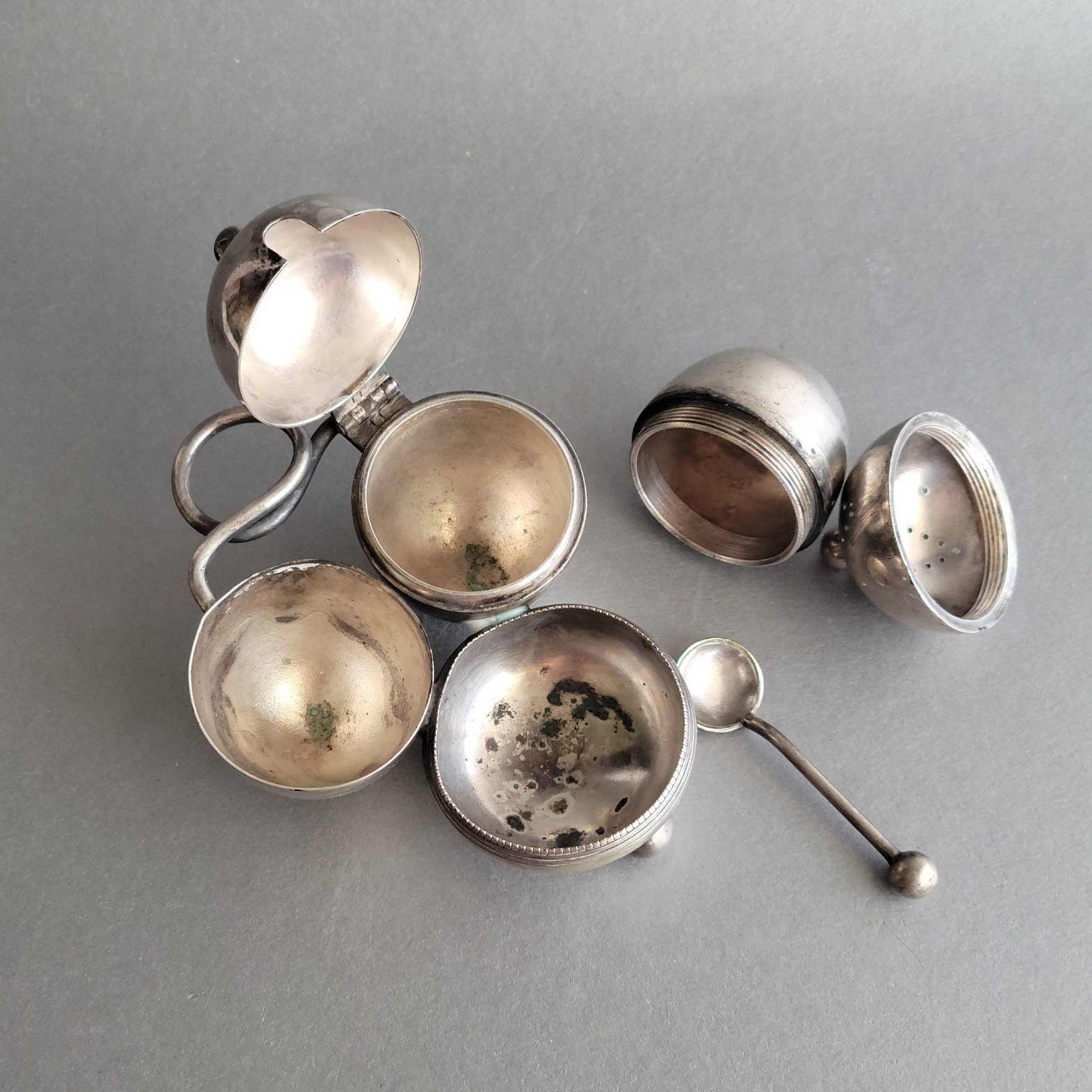 Antique Condiment Set Mappin & Webb's Silver Plate Cruet Set