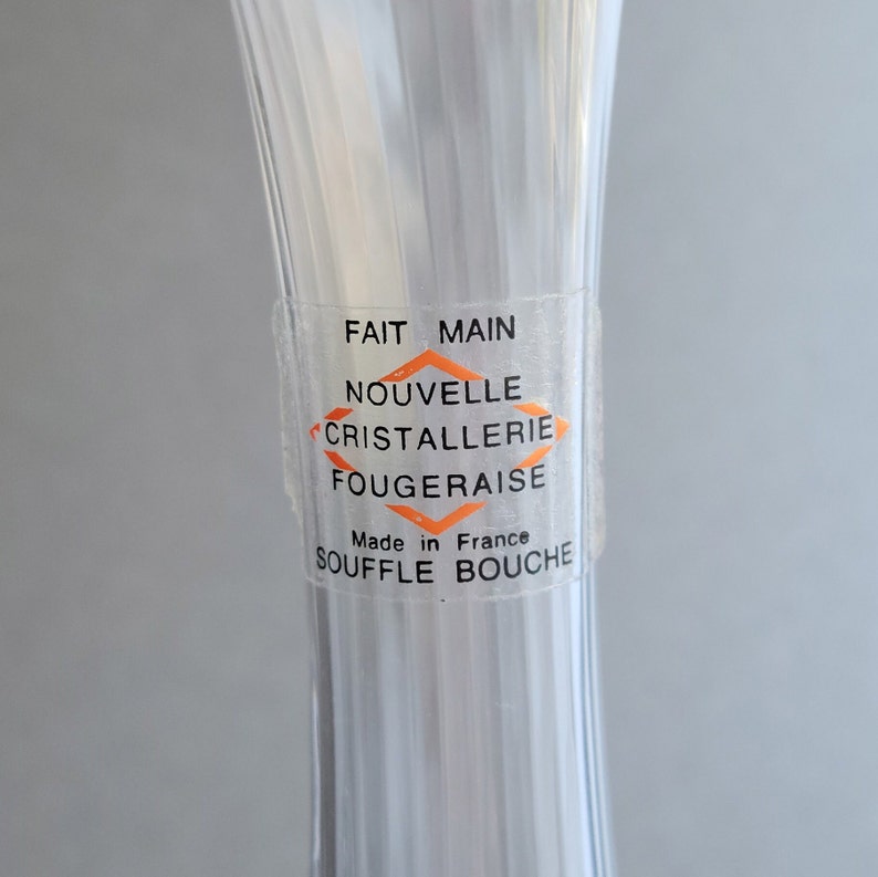 Crystal transparent/teal pedestal bud vase Made in France Contemporary fluid vase Christmas home decor image 10