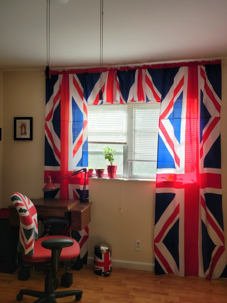 Handmade Union Jack curtains from Great British flags UK Curtains United Kingdom curtains image 4