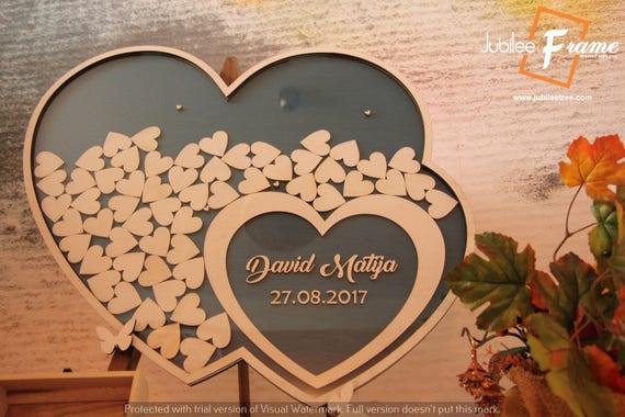 Wedding Guest Book Wood 30 150 Guests Gold Wedding Etsy