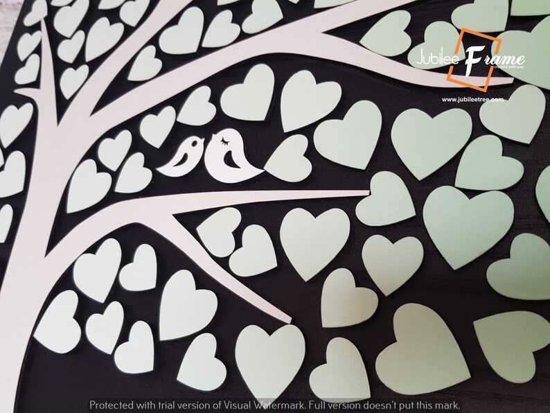 Tree with Green White leaves Wedding Tree guest book Alternative Guestbook wood hearts Rustic wedding Unique Custom Guest book sign in