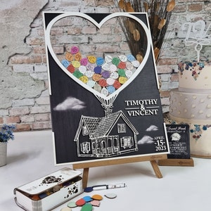 custom guest book, bridal shower ideas, 1st anniversary gift, graduation card box heart guest book, adventure awaits, guest book sign
