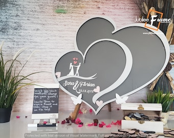 Guest Book Wedding Wood, Guest Book Ideas, Tree With Hearts, Custom Guest Book Wedding, Wedding Drop Box White Gray, Heart Guestbook