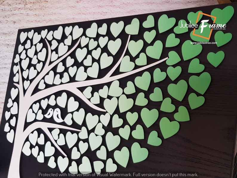 Tree with Green White leaves Wedding Tree guest book Alternative Guestbook wood hearts Rustic wedding Unique Custom Guest book sign in