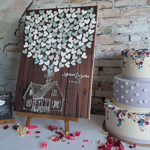 Up House With Balloons Wedding Guest Book Alternative Custom Etsy